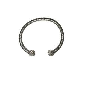 Touchstone Silver-Tone Cuff Bracelet with Crystal Ends